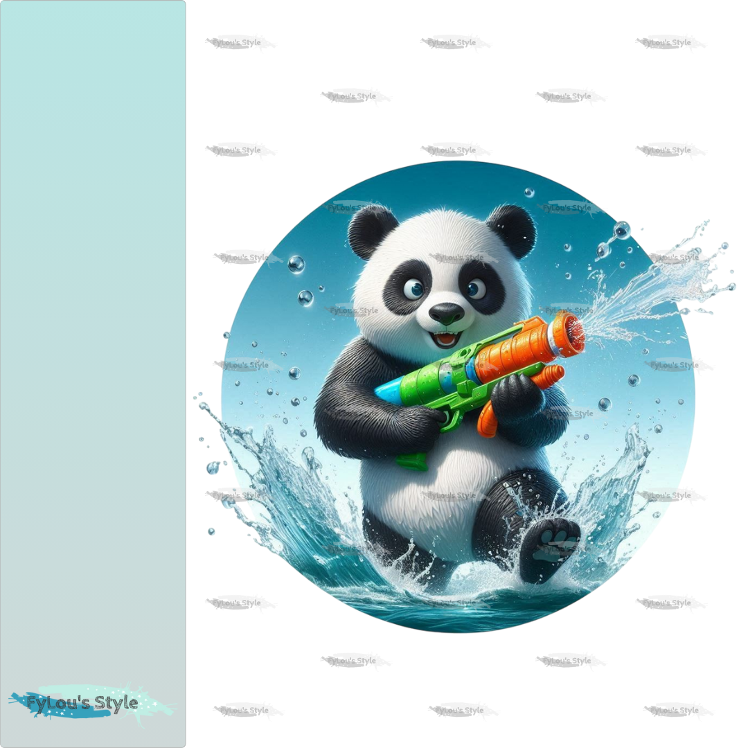 Bügelbild Panda mit Wasserspritzpistole #1 Fylou's Style