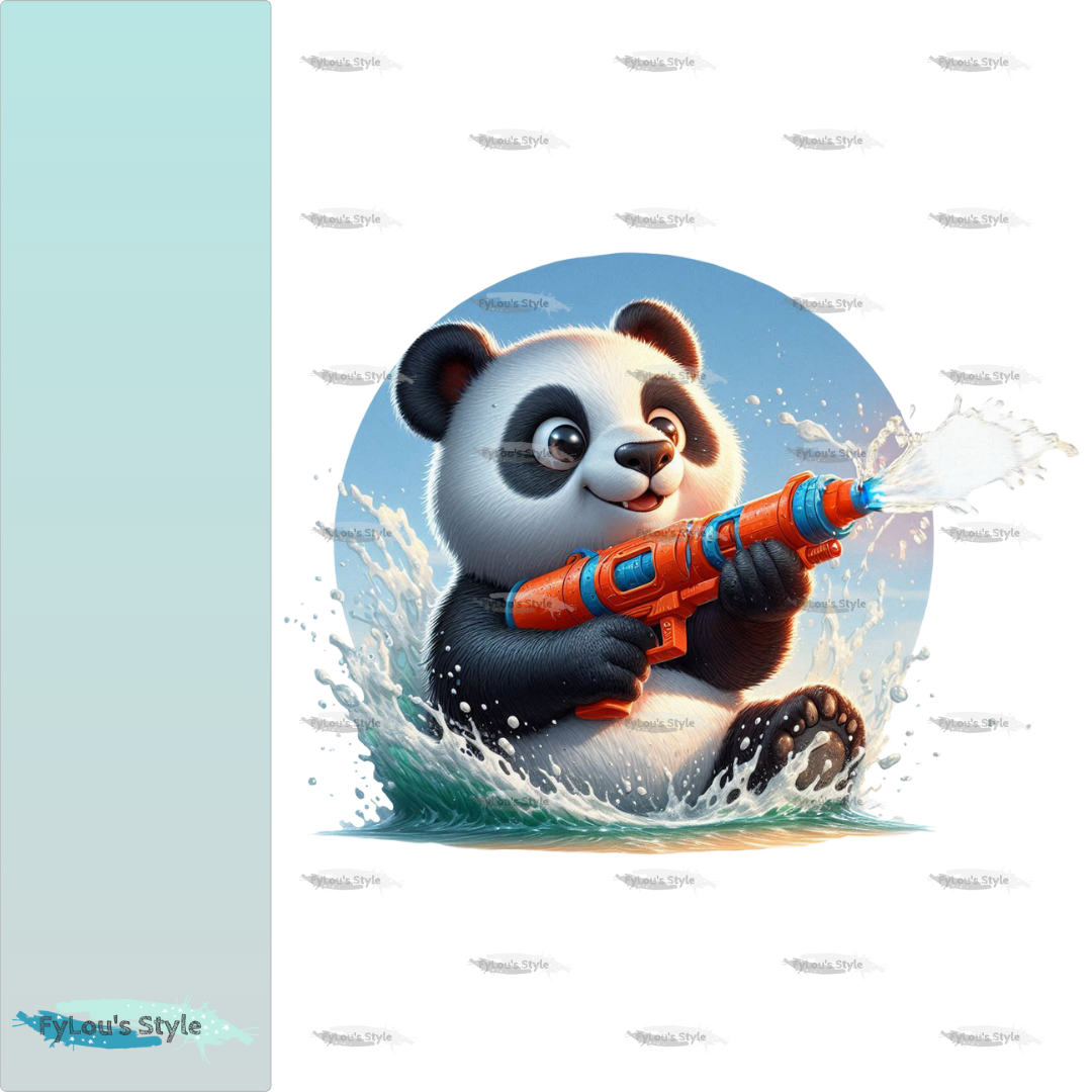 Bügelbild Panda mit Wasserspritzpistole #2 Fylou's Style