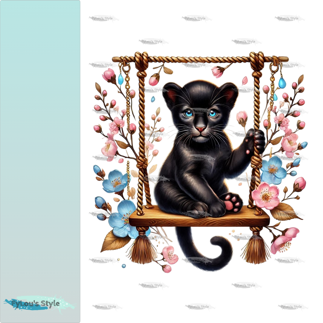 Bügelbild Panther auf Schaukel #3 Fylou's Style