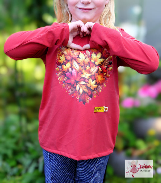 Bügelbild Herbst Blätter Herz