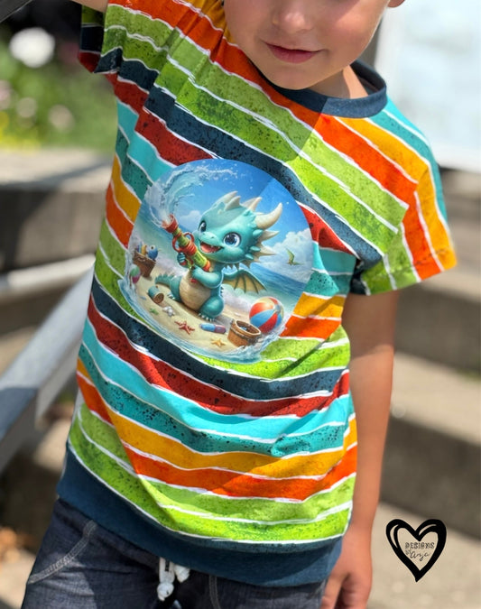 Bügelbild kleiner Drache mit Wasserspritzpistole #4 Fylou's Style