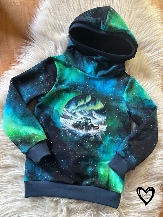 Bio French Terry Stoff Polarzauber Grün Blau