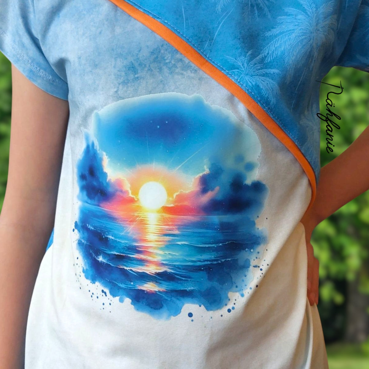 Bügelbild Watercolor Blue Sommer Sonnenuntergang #10 Fylou's Style