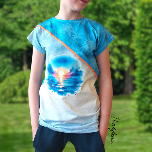 Bügelbild Watercolor Blue Sommer Sonnenuntergang #10 Fylou's Style