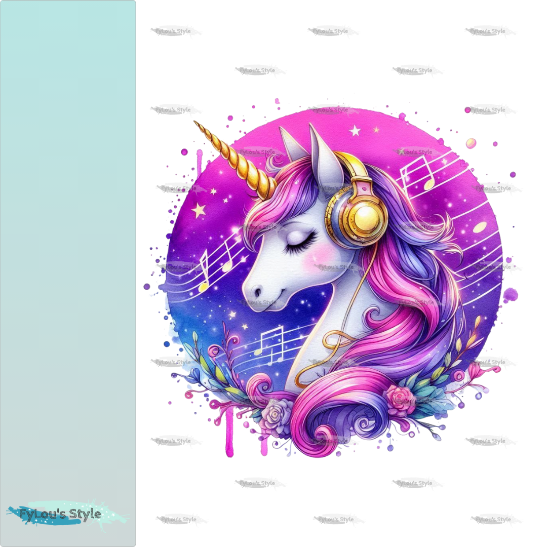 Bügelbild Pink Musik Einhorn #3 Fylou's Style