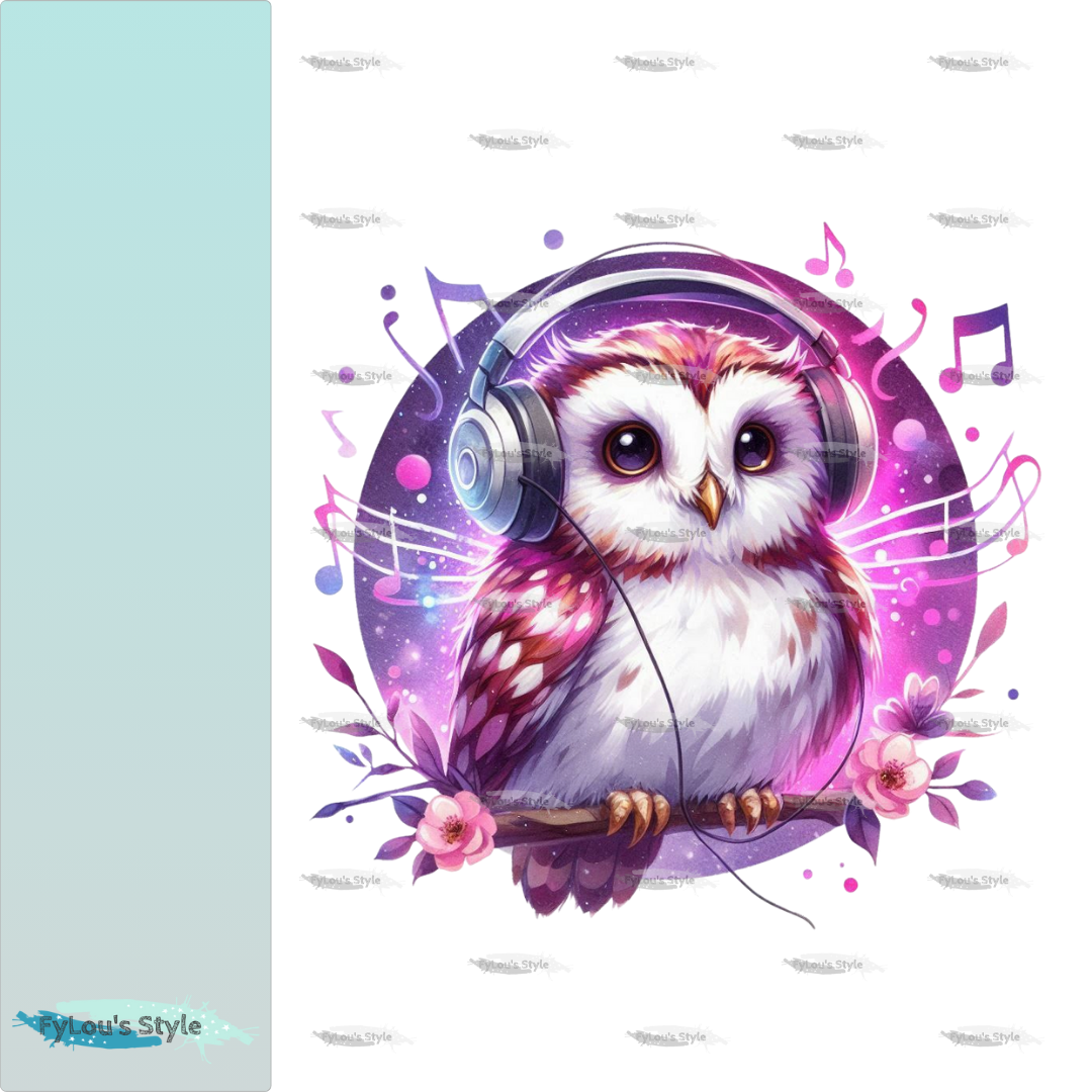 Bügelbild Pink Musik Eule #3 Fylou's Style