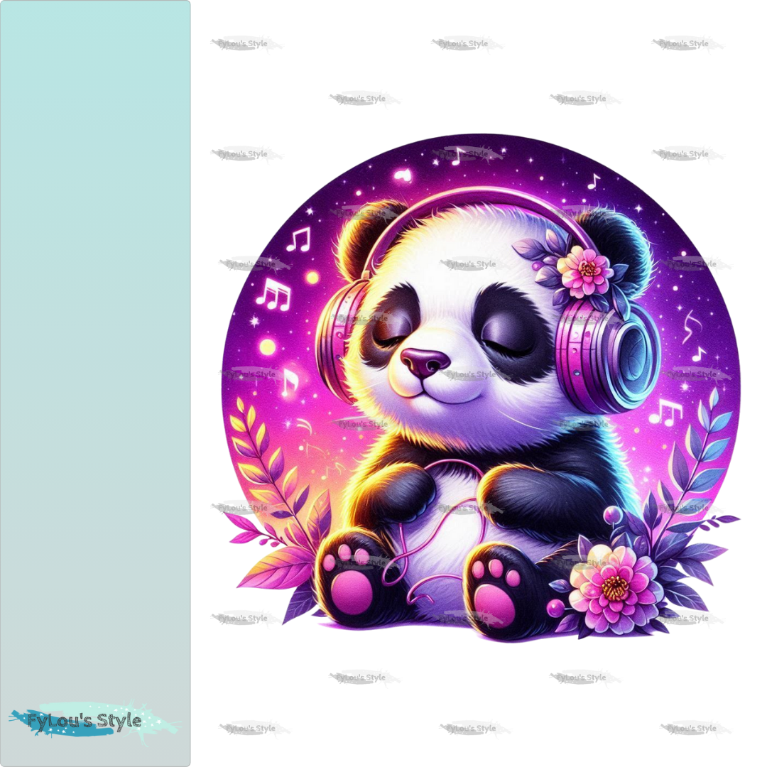 Bügelbild Pink Musik Panda #2 Fylou's Style
