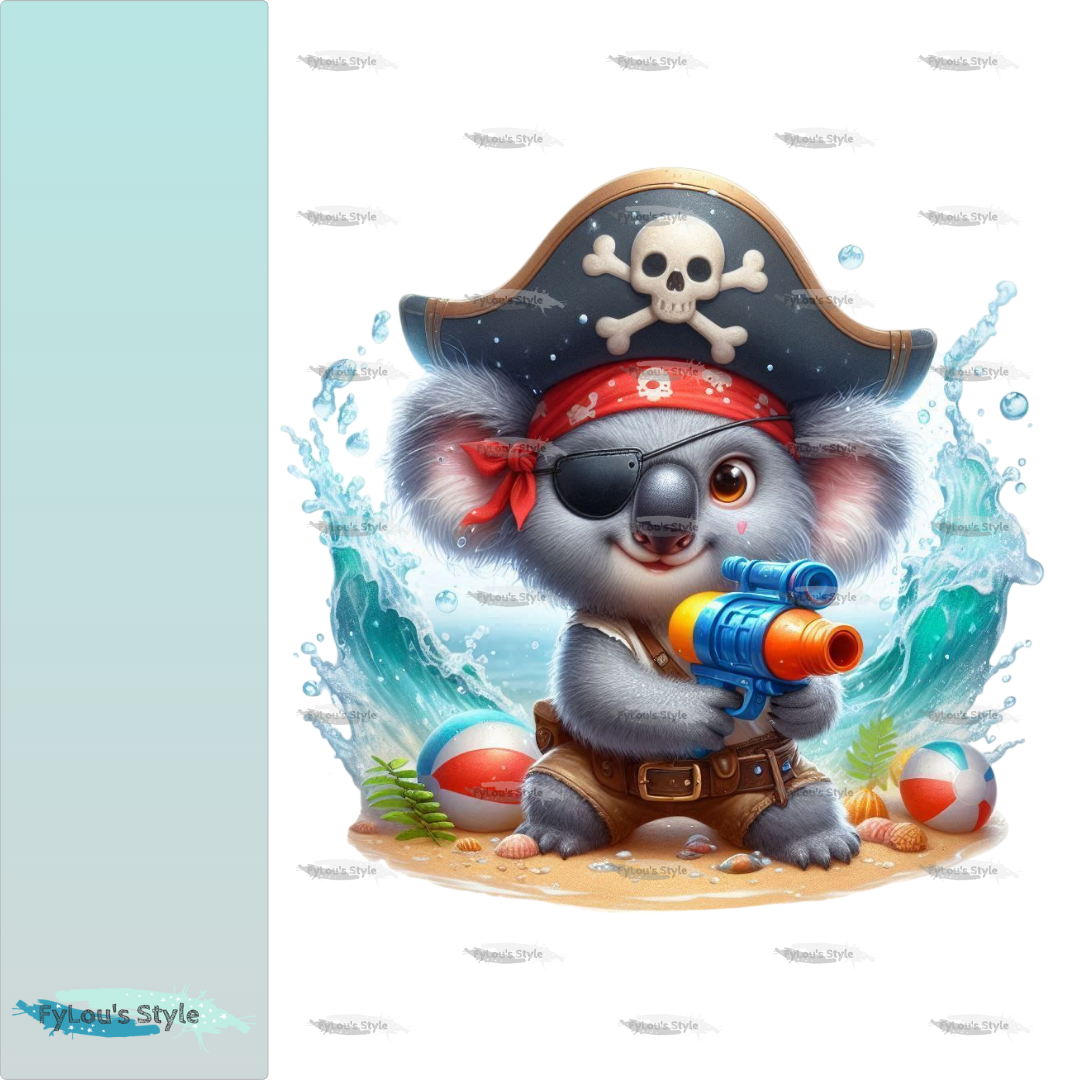 Bügelbild Piraten Koala mit Wasserspritzpistole #1 Fylou's Style