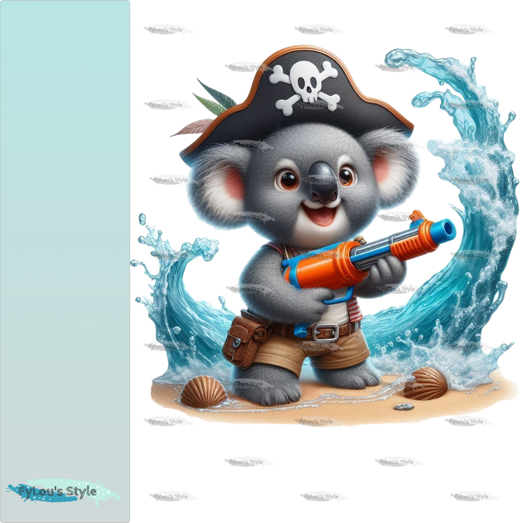 Bügelbild Piraten Koala mit Wasserspritzpistole #4 Fylou's Style