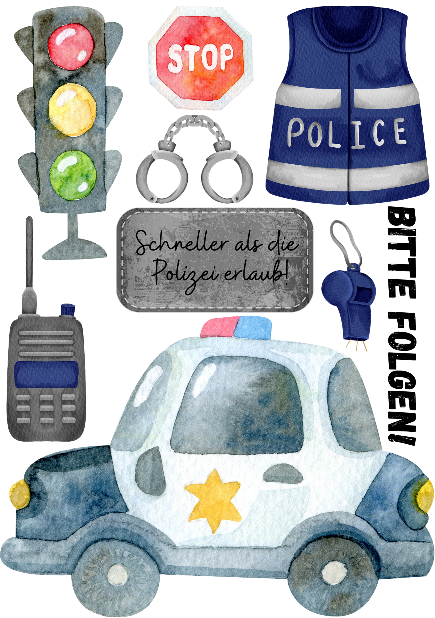 Bügelbild Bogen Polizei Fylou's Style