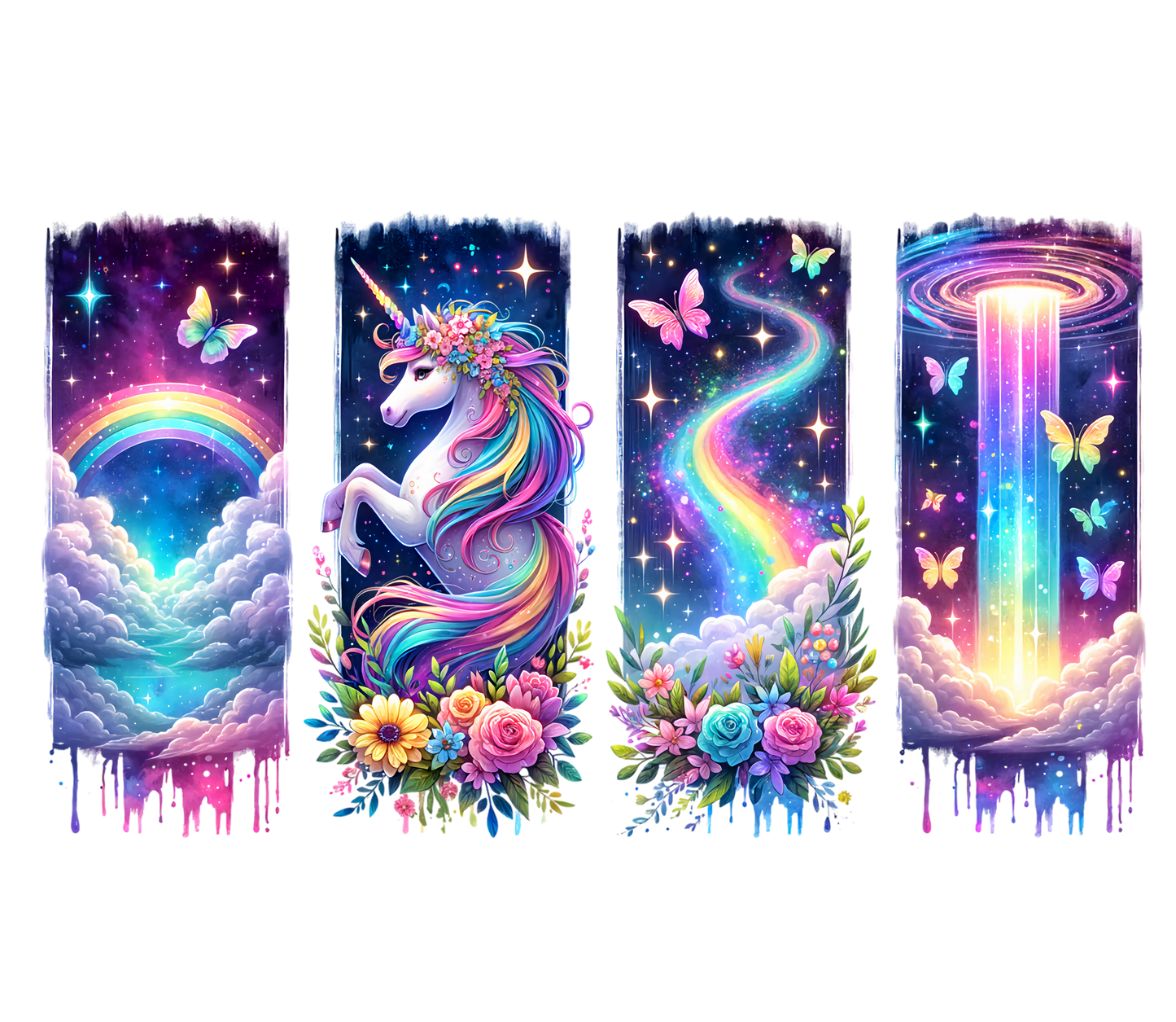 Bügelbild Streifen Motivwelt "Regenbogen Einhorn"