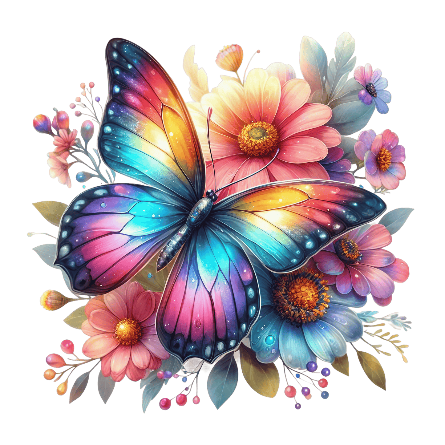 Bügelbild Regenbogen Schmetterling #4 Fylou's Style
