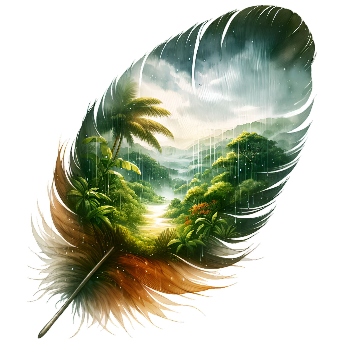Bügelbild Regenwald Feder #1