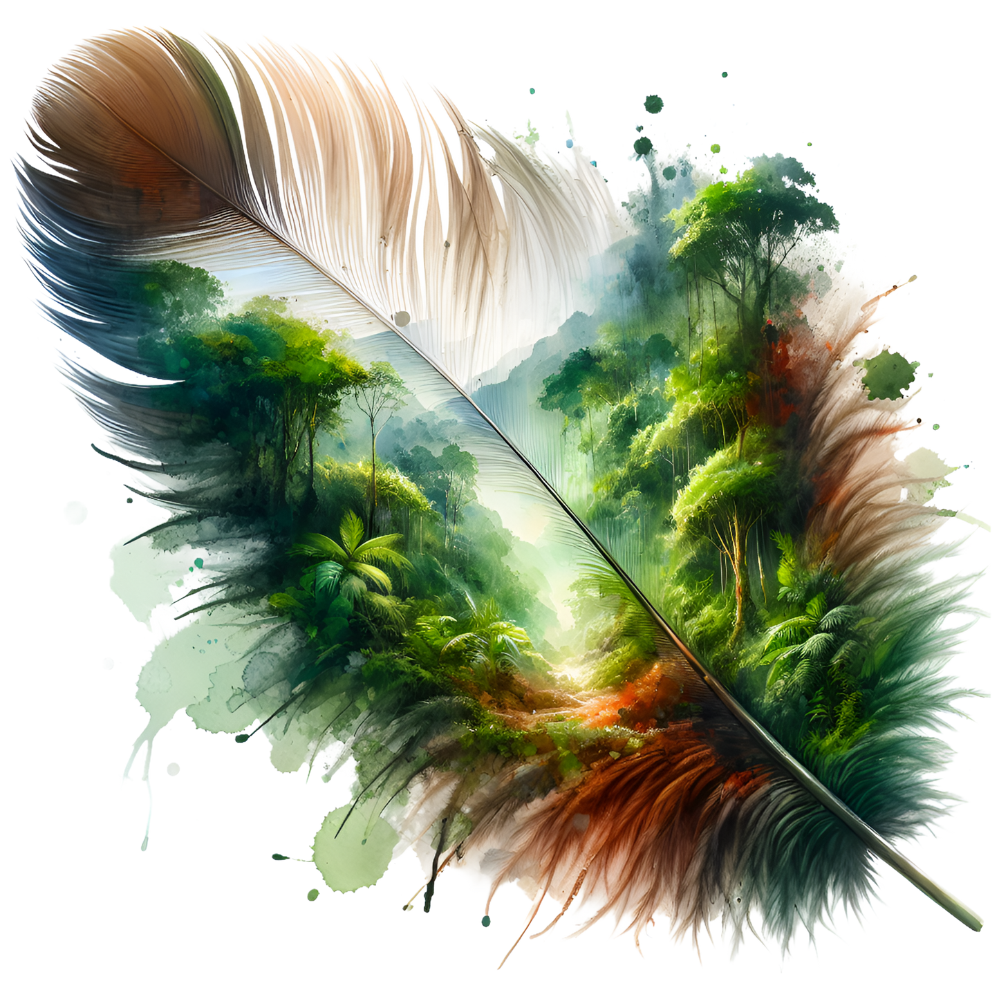 Bügelbild Regenwald Feder #2