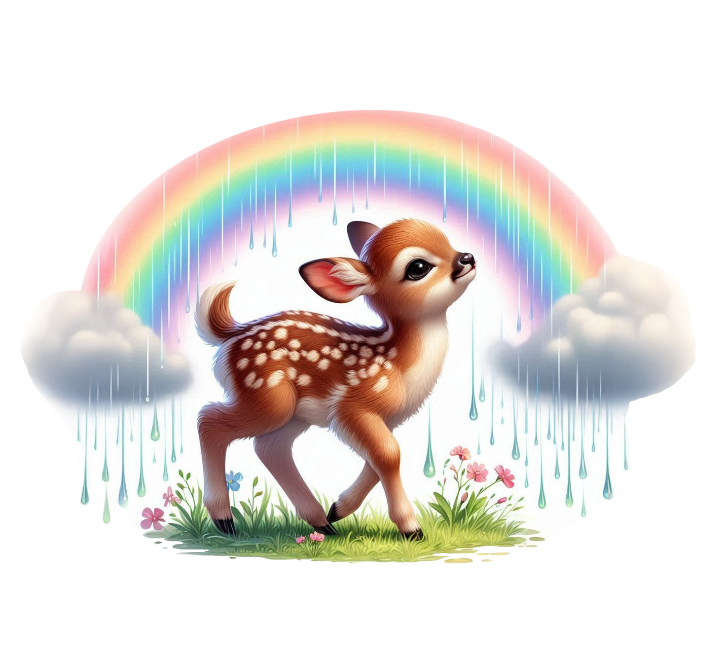 Bügelbild Reh unterm Regenbogen #1