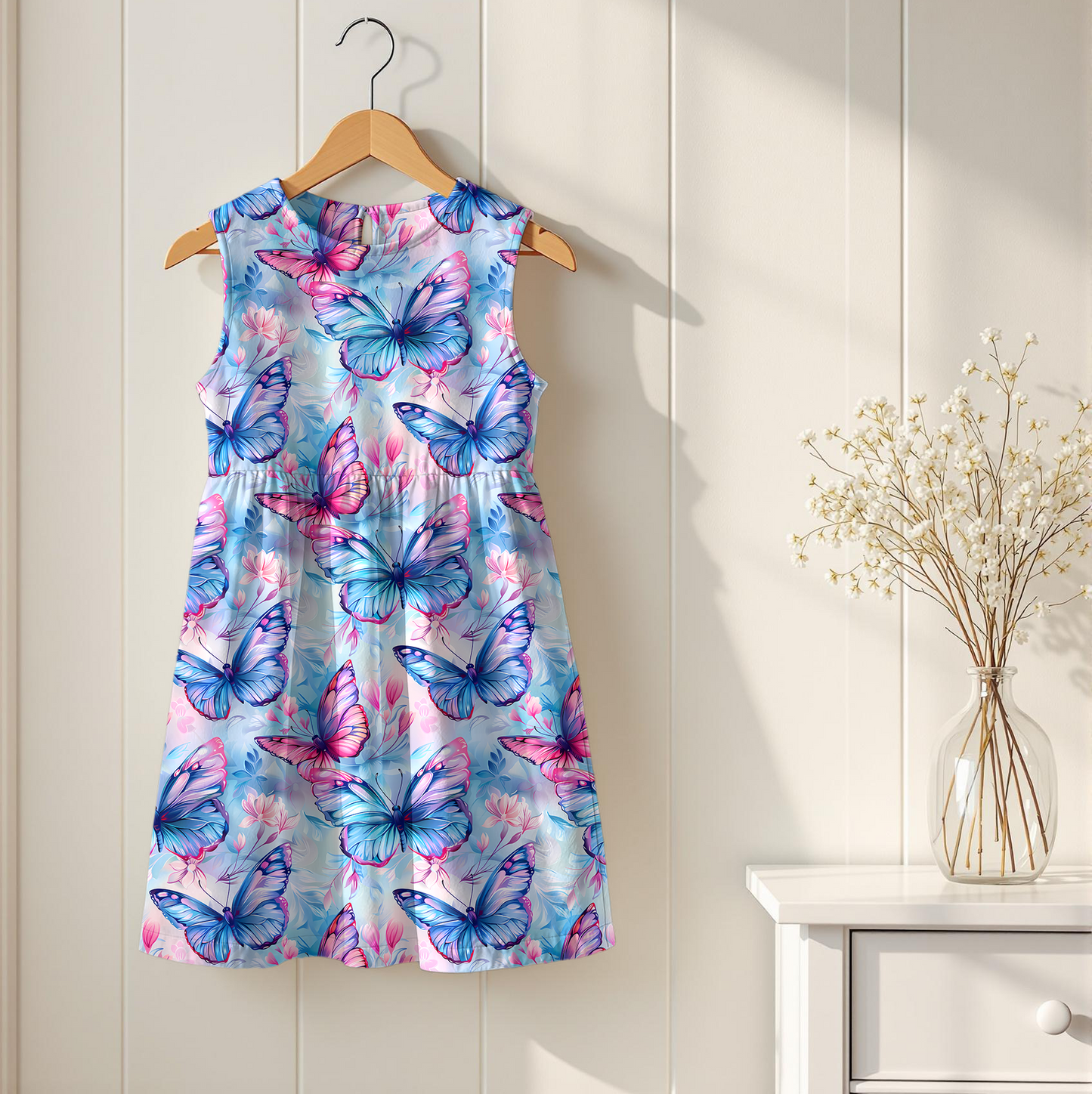 Vorbestellung Bio Jersey "Rosa Blaue Schmetterlinge" Überbreite