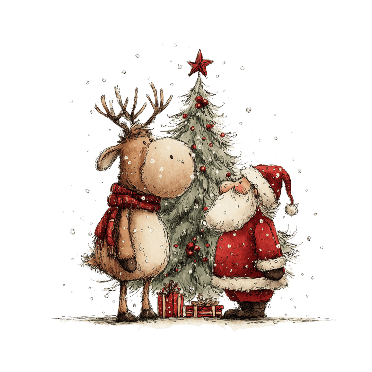 Bügelbild Santa und Rentier #1