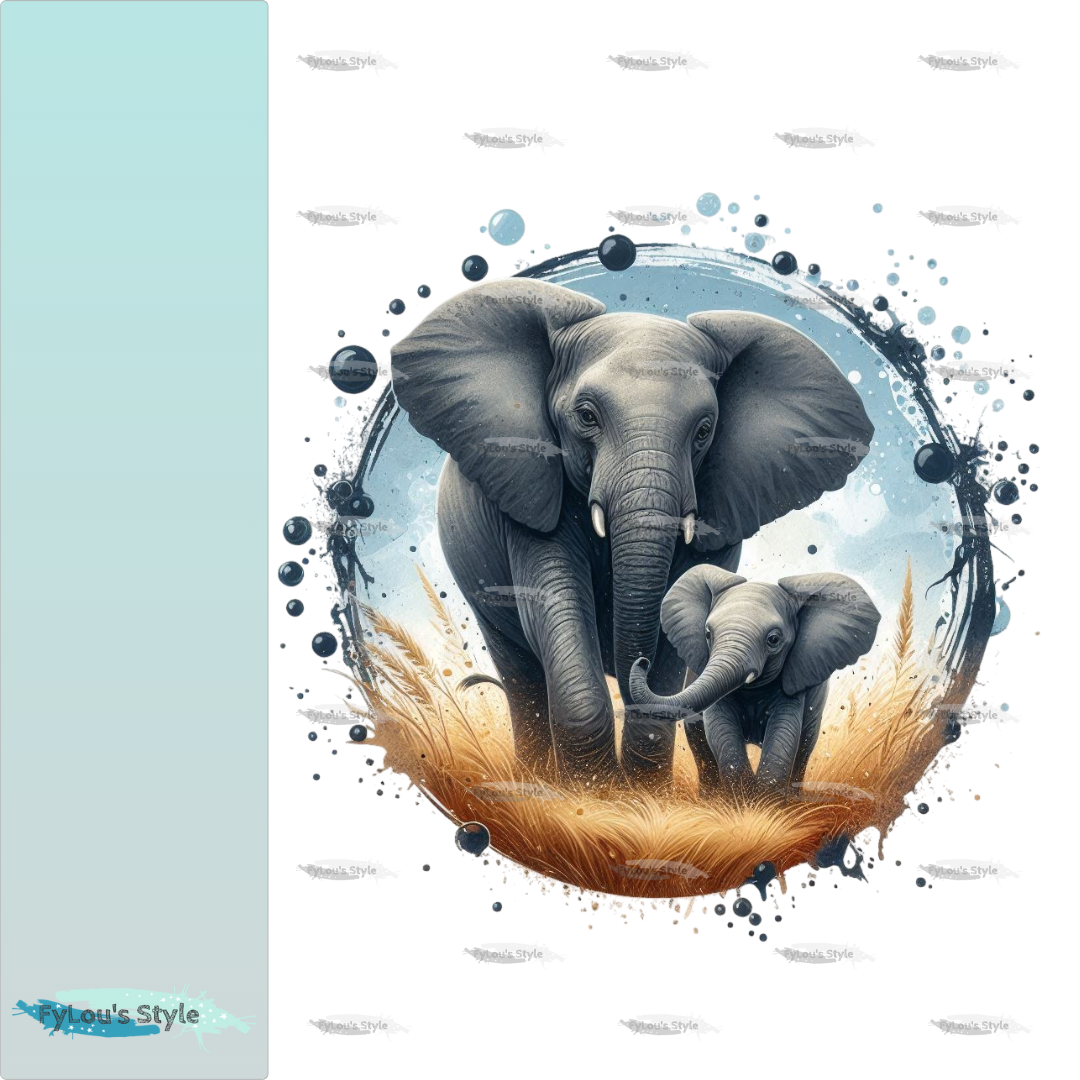 Bügelbild Savanne Elefant mit Jungtier #1 Fylou's Style