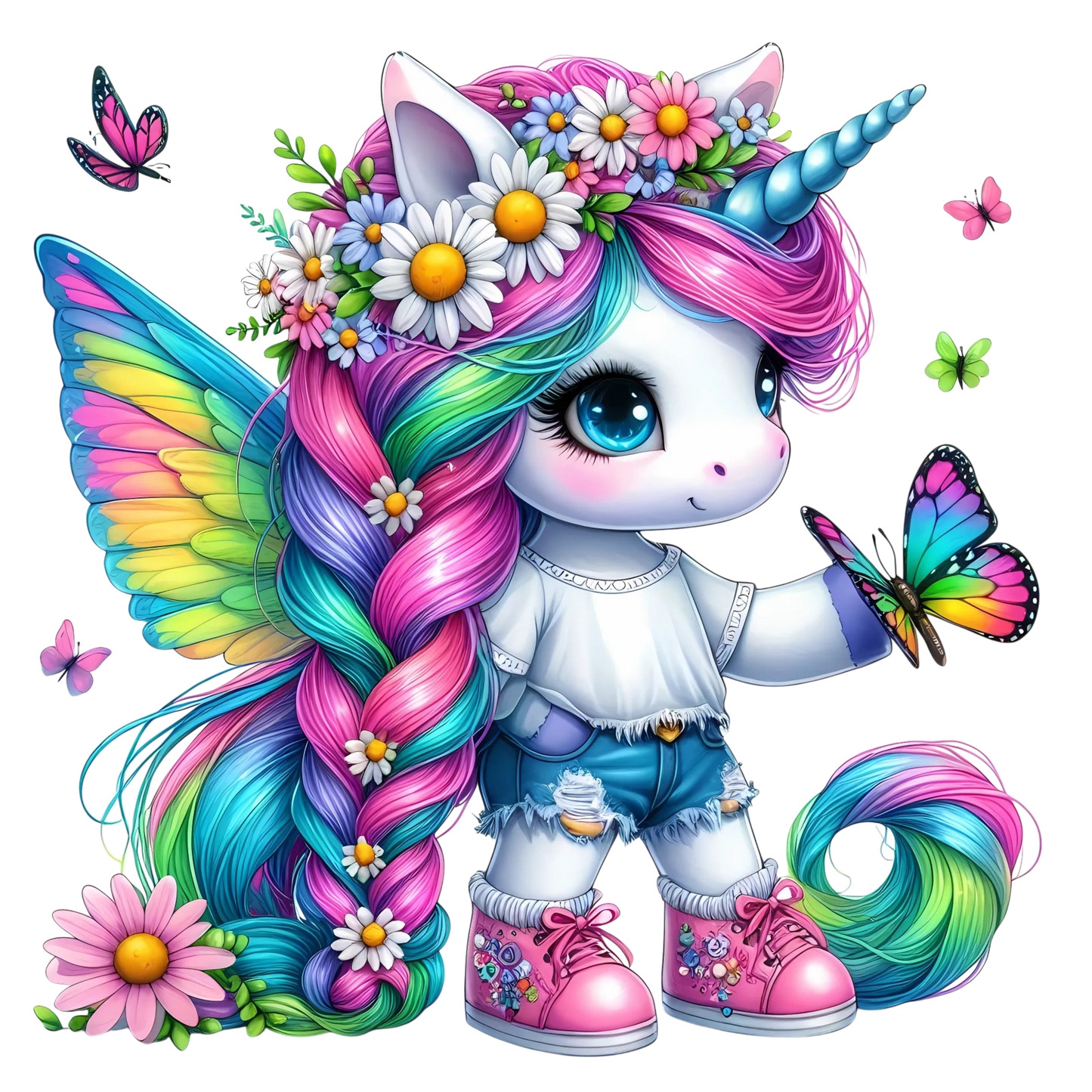 Bügelbild Schmetterlings Einhorn #4 Fylou's Style