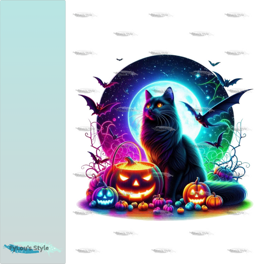Bügelbild Schwarze Neon Katze