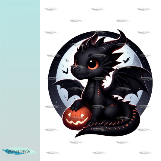 Bügelbild Schwarzer Halloween Drache #1