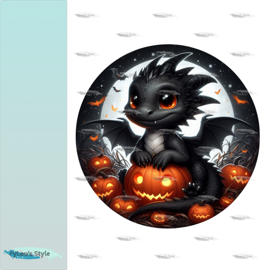 Bügelbild Schwarzer Halloween Drache #2