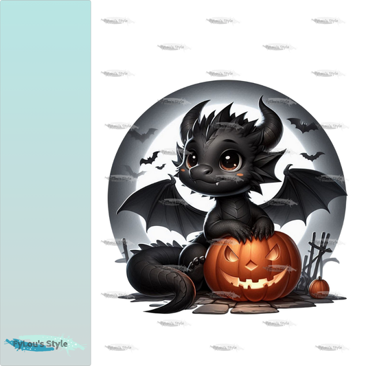 Bügelbild Schwarzer Halloween Drache #3