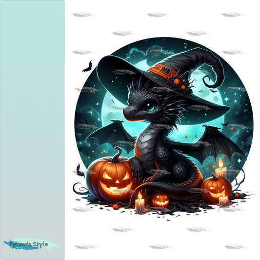 Bügelbild Schwarzer Halloween Drache #4