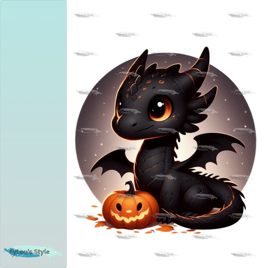 Bügelbild Schwarzer Halloween Drache #5