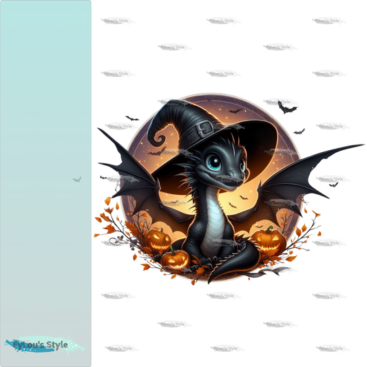 Bügelbild Schwarzer Halloween Drache #7