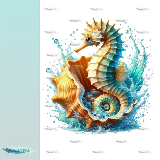 Bügelbild Seepferdchen in Muschel #3 Fylou's Style