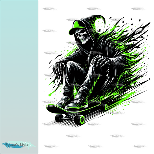 Bügelbild Sensenmann auf Skateboard #1