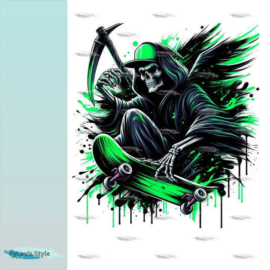 Bügelbild Sensenmann auf Skateboard #2