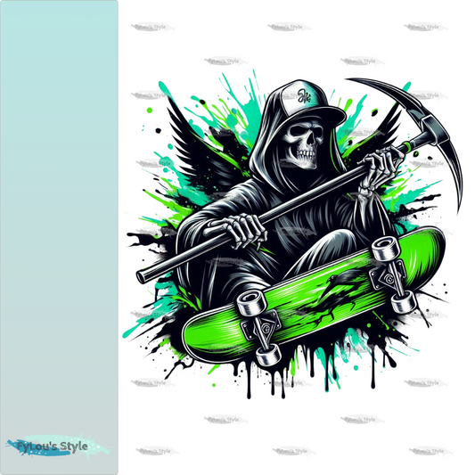 Bügelbild Sensenmann auf Skateboard #3