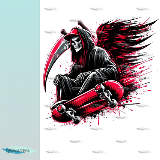 Bügelbild Sensenmann auf Skateboard #4