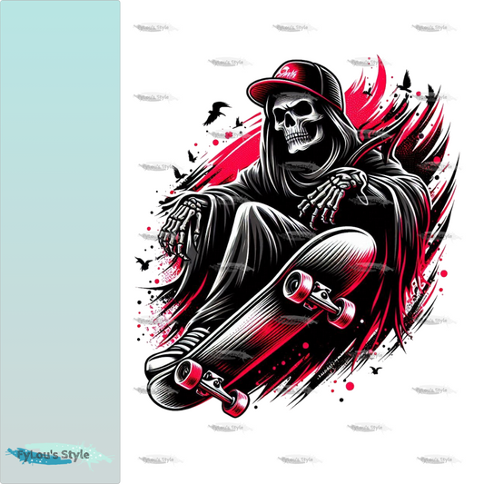 Bügelbild Sensenmann auf Skateboard #5