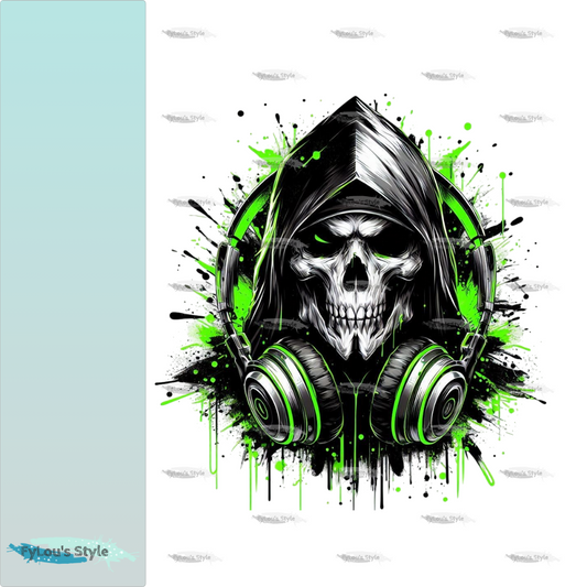 Bügelbild Sensenmann mit Kopfhörer #1