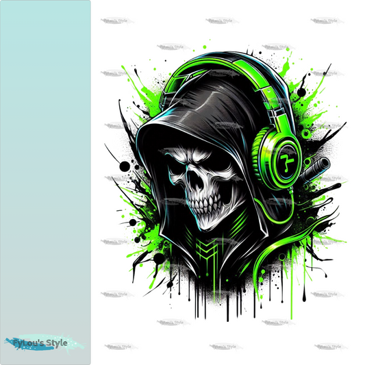 Bügelbild Sensenmann mit Kopfhörer #2