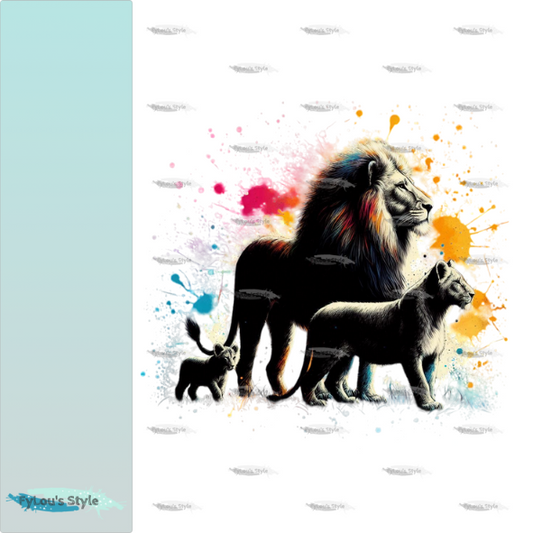 Bügelbild Silouette Löwenfamilie Splash Fylou's Style