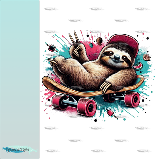 Bügelbild Skater Faultier Fylou's Style