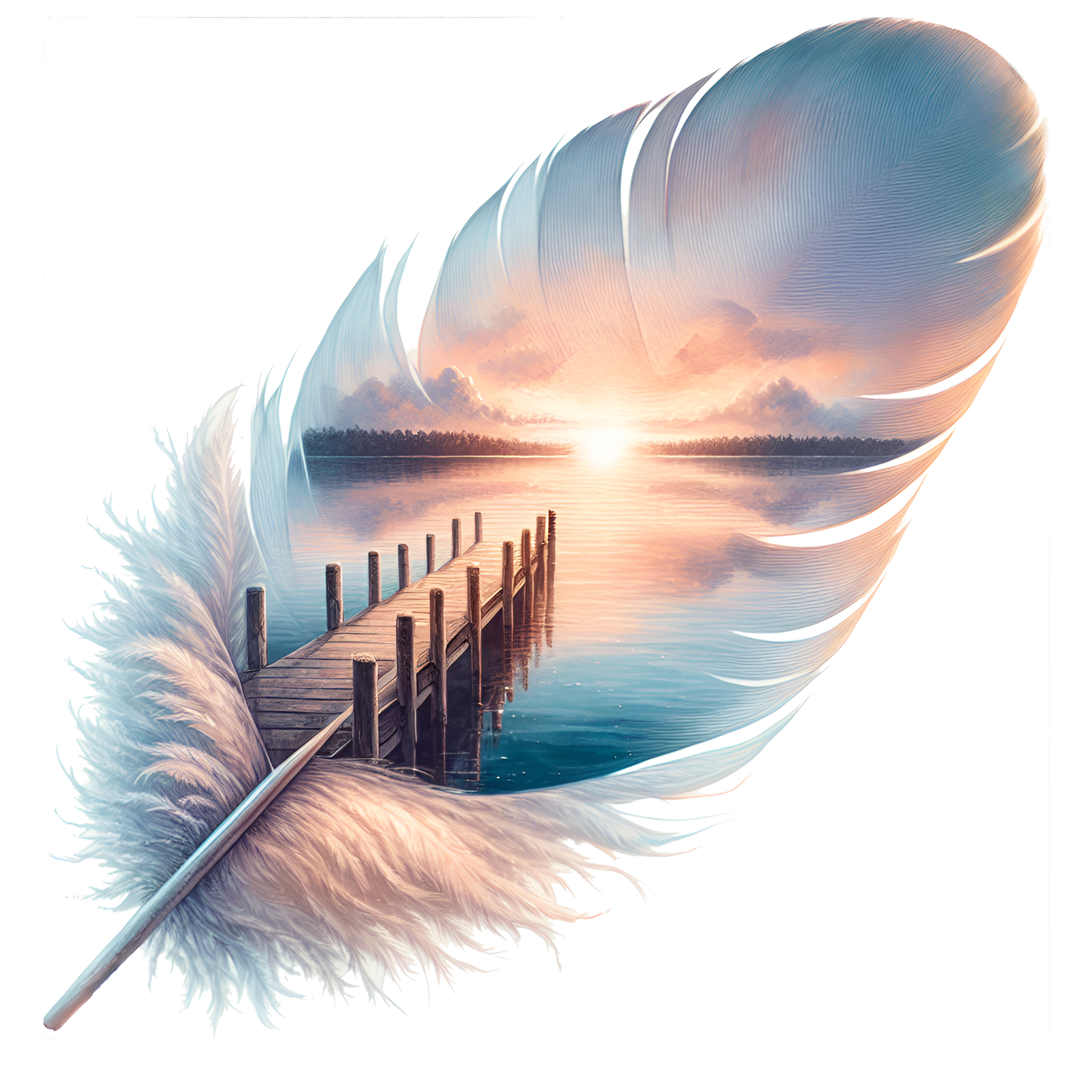 Bügelbild Sonnenaufgang Feder