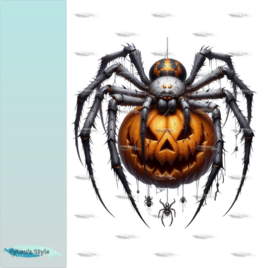 Bügelbild Spinne auf Kürbis #1