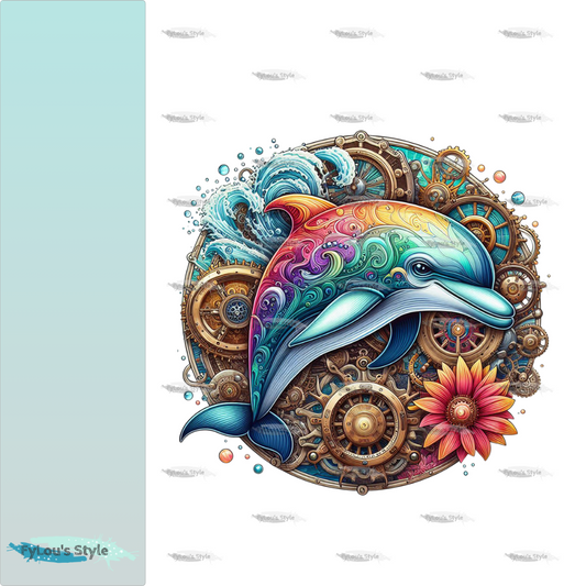 Bügelbild Steampunk Delfin #2 Fylou's Style