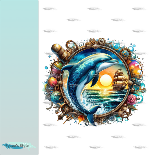 Bügelbild Steampunk Delfin #4 Fylou's Style