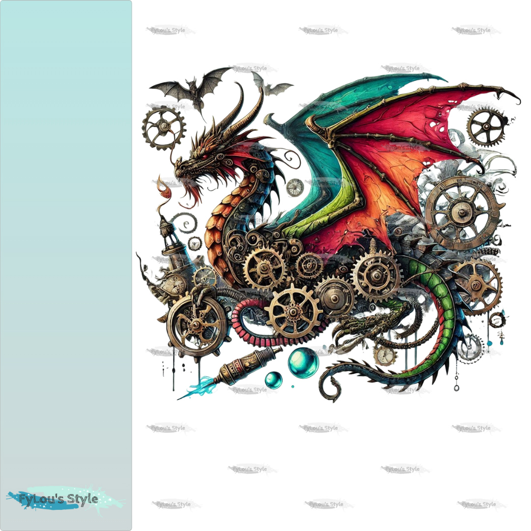 Bügelbild Steampunk Drache #4 Fylou's Style