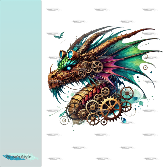 Bügelbild Steampunk Drache #6 Fylou's Style