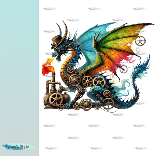 Bügelbild Steampunk Drache #8 Fylou's Style