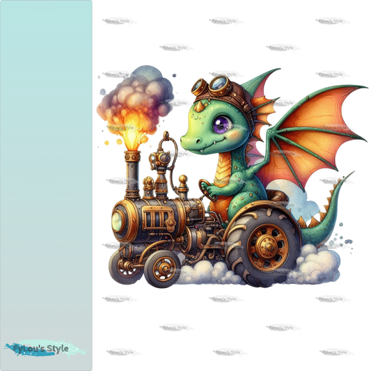 Bügelbild Steampunk Drache mit Traktor #2 Fylou's Style