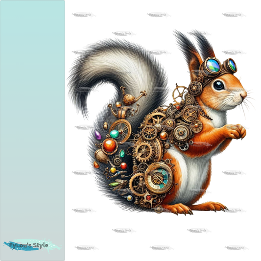 Bügelbild Steampunk Eichhörnchen Fylou's Style