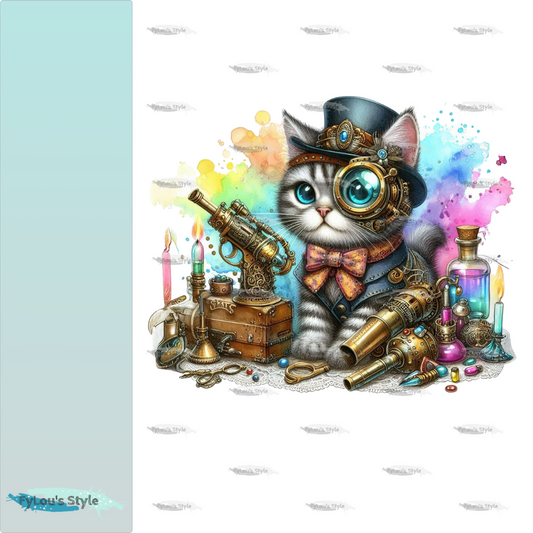 Bügelbild Steampunk Katze #2 Fylou's Style